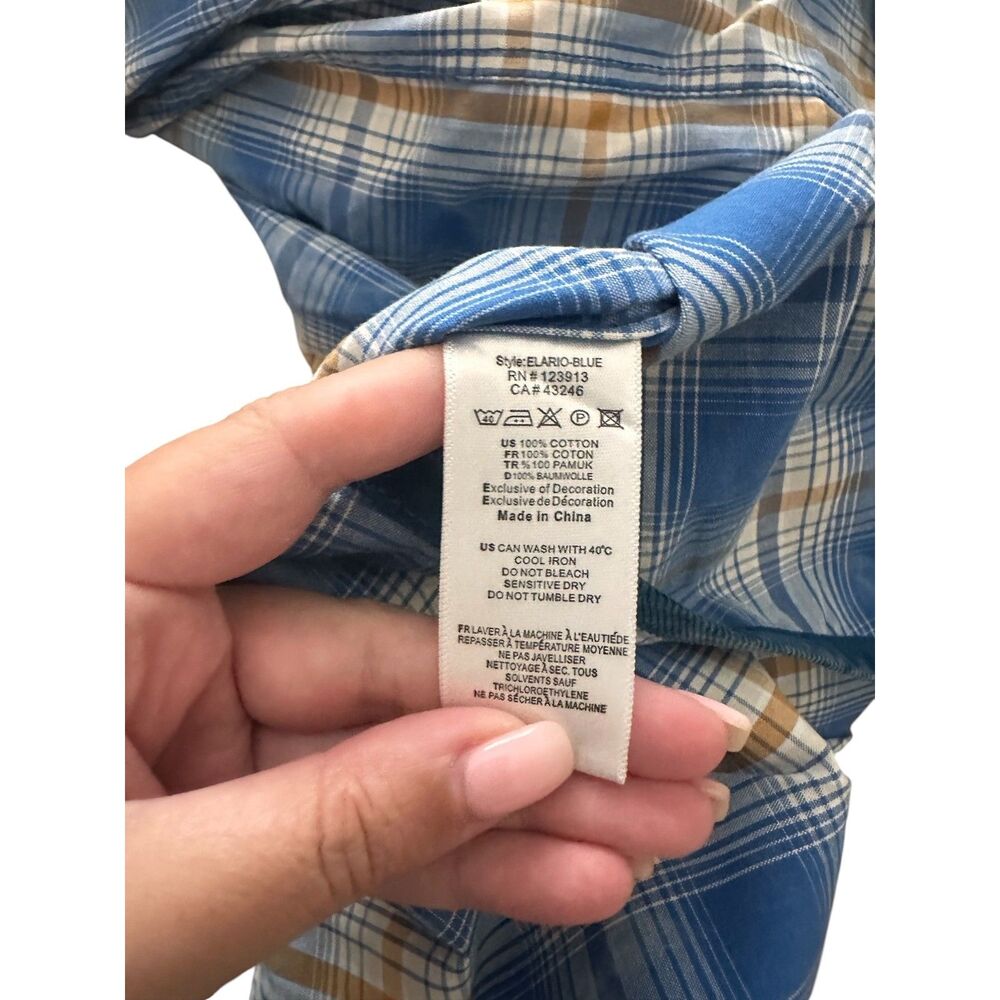 JACHS Classic Fit Plaid Button Down Blue Large - Picture 5 of 5